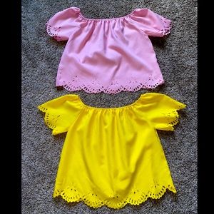 SHEIN OFF THE SHOULDER CROP BLOUSE SET OF 2 SIZE M